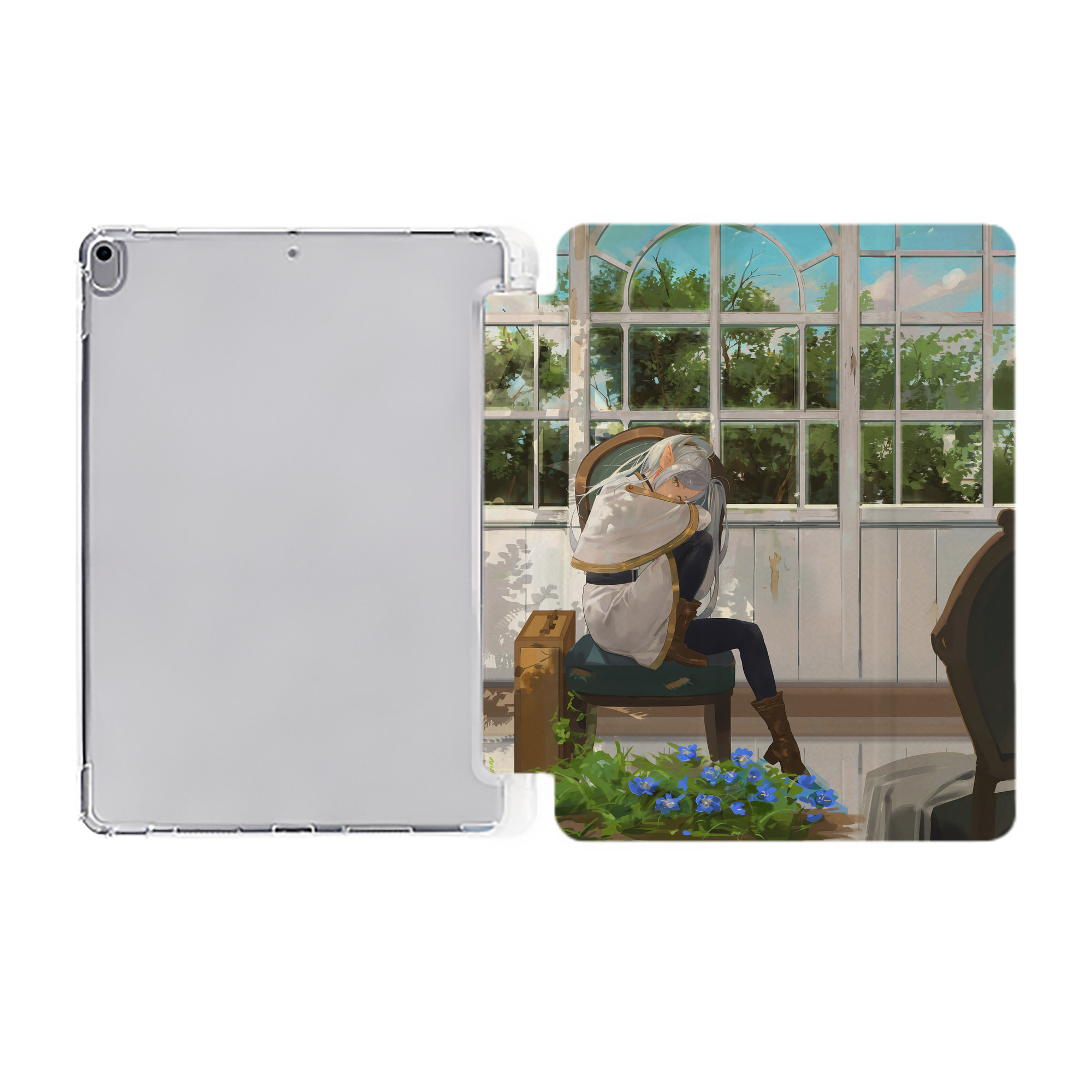 （画像用） 葬送のフリーレン Frieren IPad ケース ペン収納付き 三つ折りスタンド PUレザー×シリコン 対応機種9.5/10.5/10.9インチ